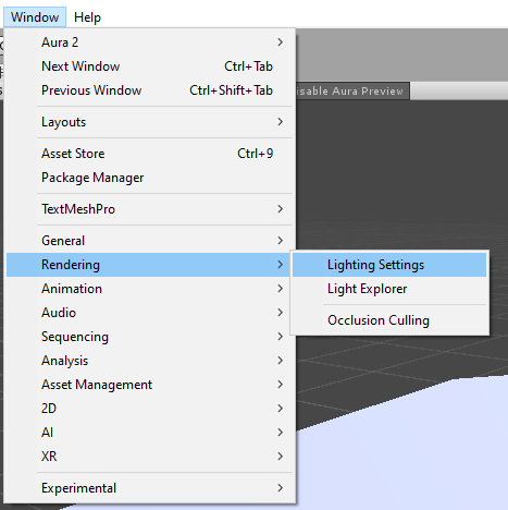 Open the lighting settings window.