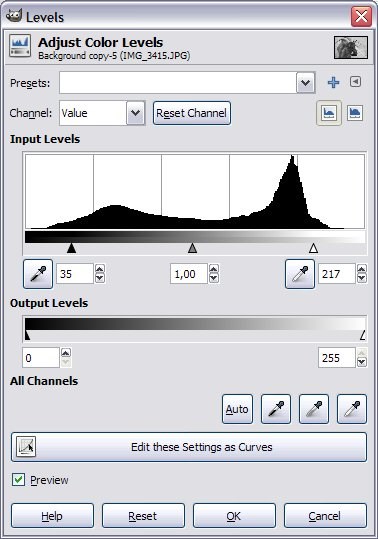 Adjust the levels to achieve more contrast.