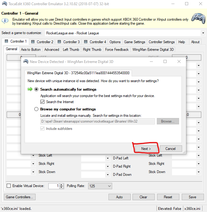 tocaedit xbox 360 controller emulator counts